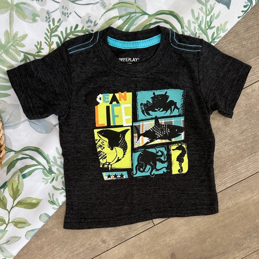 New VTG Weeplay Toddler Boy’s Ocean Life Graphic T-Shirt Y2K Size 12 Months